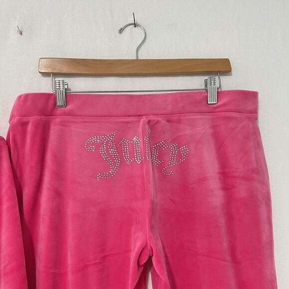 NWT Large JUICY COUTURE Velour Bling Tracksuit Hoodie & Pant Hot Pink - Picture 4 of 11